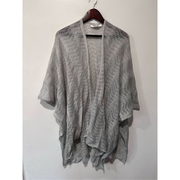 LC by Lauren Conrad Waterfall Open Knit Light Weight Gray Cardigan One Size - Picture 2 of 10